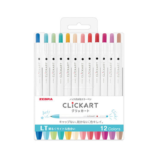 Zebra Clickart Retractable Marker 12 - color set - Light - Fine - Tip Markers