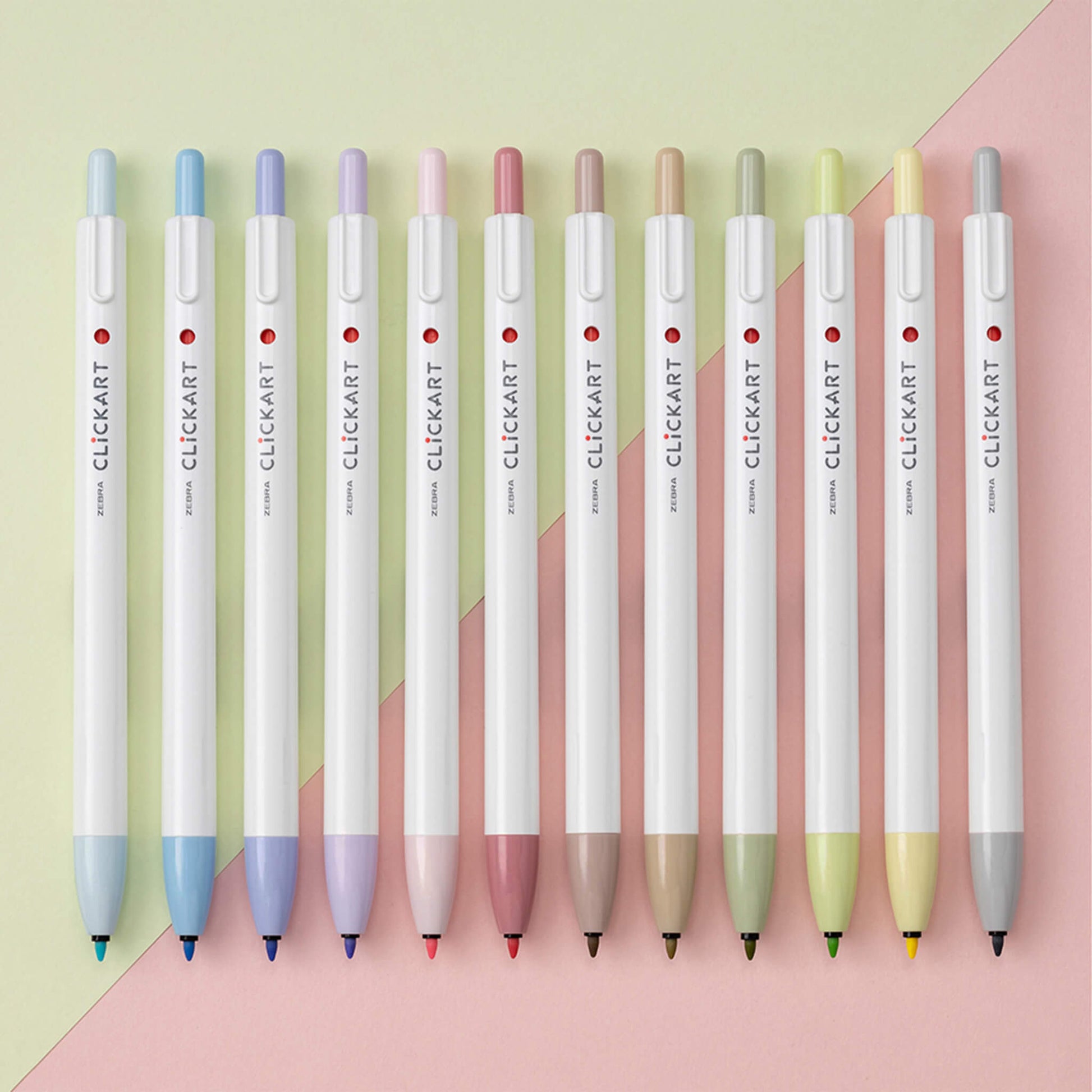 Zebra Clickart Retractable Marker 12 - color set - Pastel - Fine - Tip Markers
