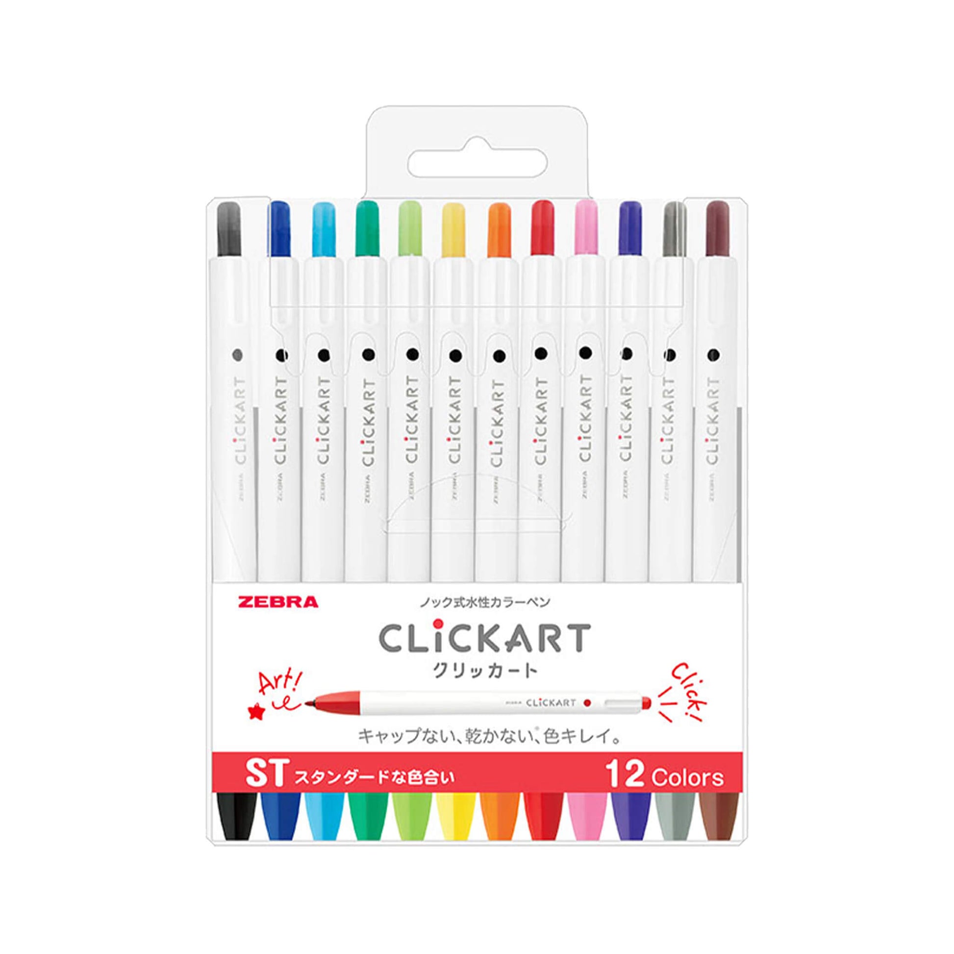 Zebra Clickart Retractable Marker 12 - color set - Standard - Fine - Tip Markers