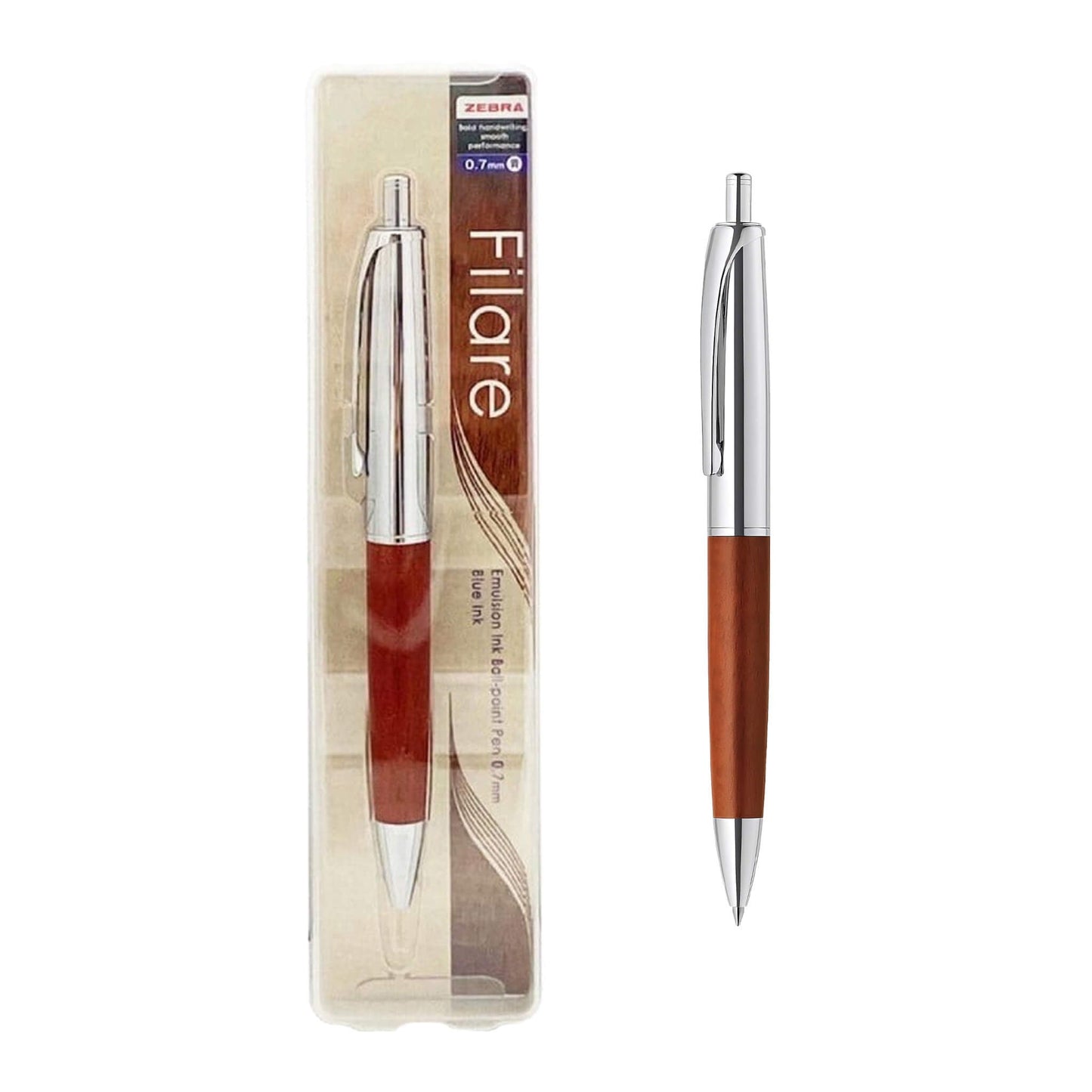 Zebra Filare Wood Ballpoint Pen Click Type - Wood / Silver - Ballpoint Pens
