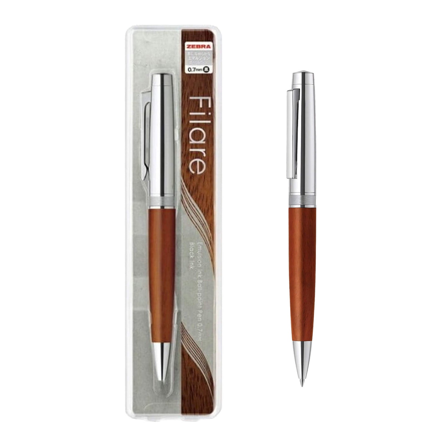 Zebra Filare Wood Ballpoint Pen Twist Type - Wood / Silver - Ballpoint Pens