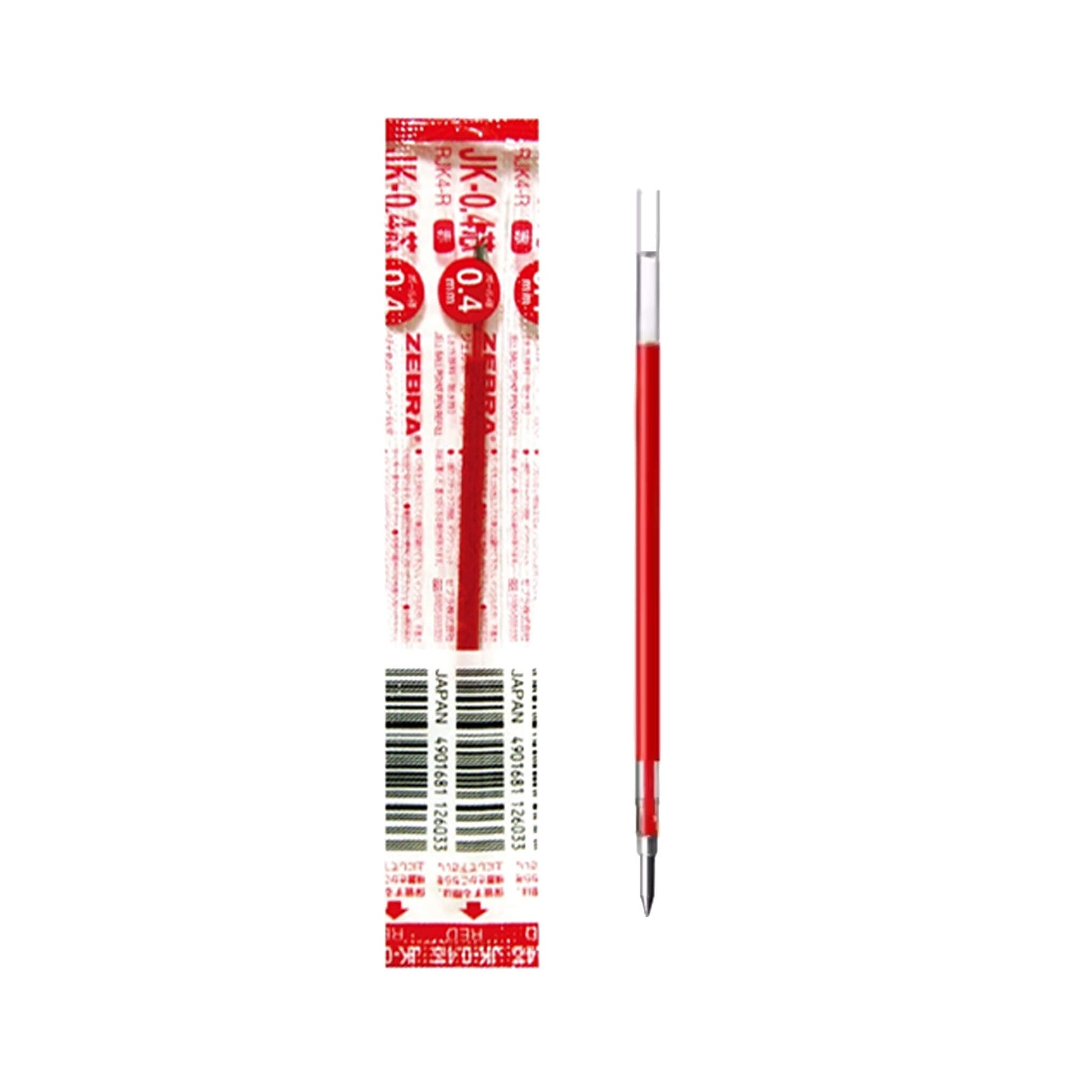 Zebra Gel Ink Refill JK - 0.4 for Sarasa Multi Pen 0.4mm - Red - Pen Refills