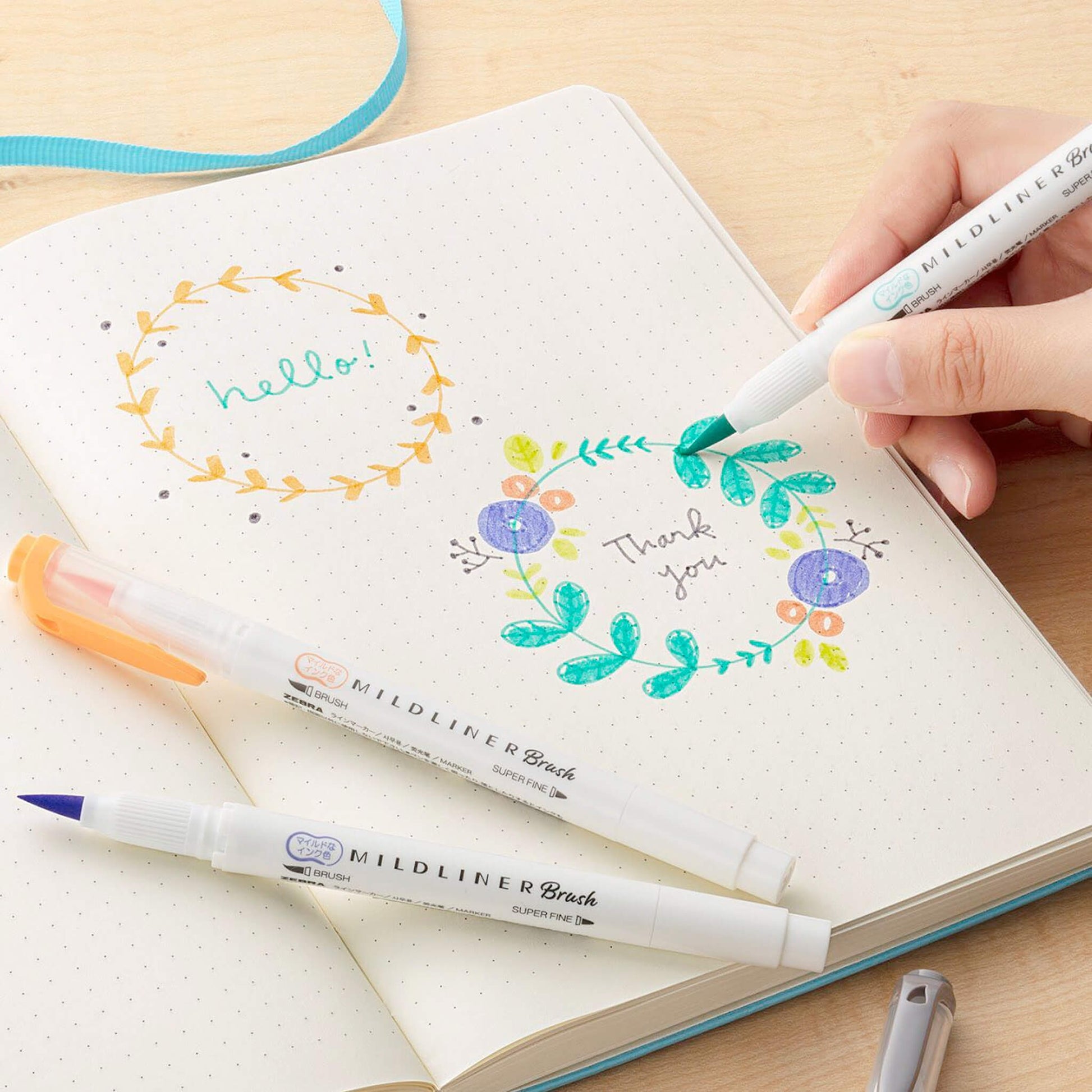 Zebra Mildliner Brush Pen - Friendly Mild Colors - Set of 5 - Brush Pens