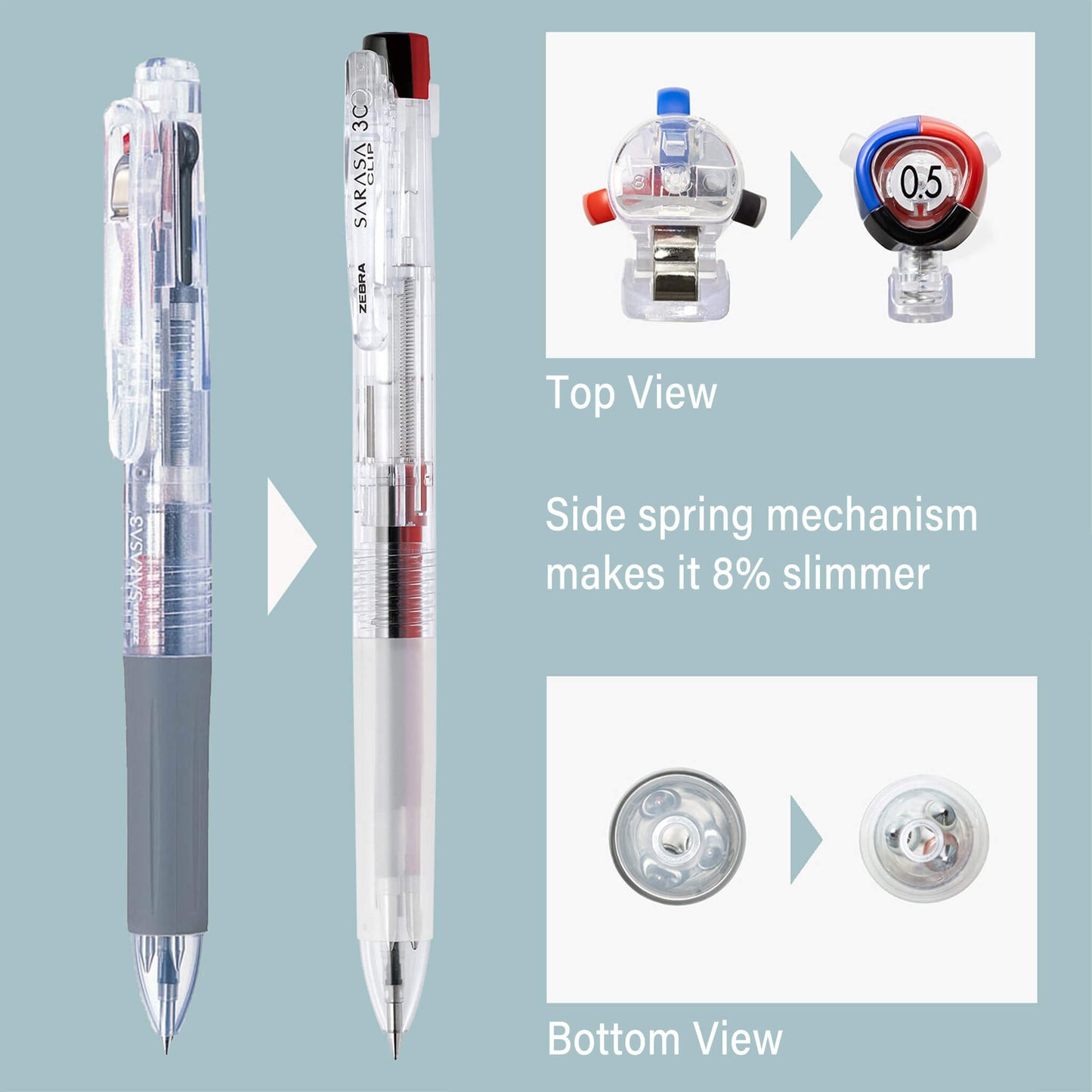 Zebra Sarasa Clip 3C Multi Gel Pen 0.4mm - Black - Multi - Color Pens
