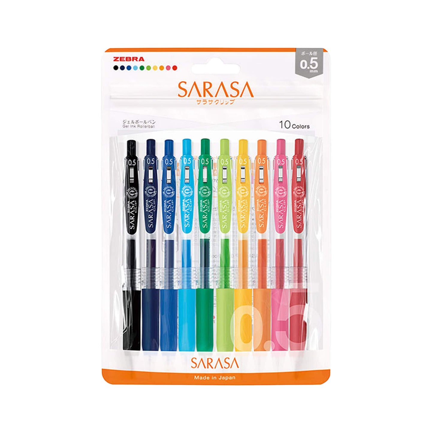 Zebra Sarasa Clip Gel Pen 10 - color Set 0.4mm/0.5mm - 0.5mm - Gel & Rollerball Pens