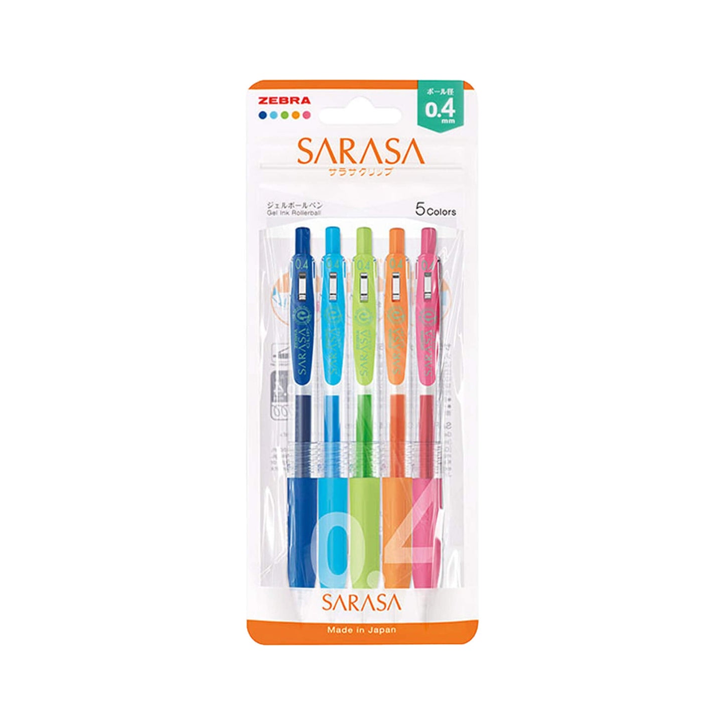 Zebra Sarasa Clip Gel Pen 5 - color Set 0.4mm/0.5mm - 0.4mm - Gel & Rollerball Pens
