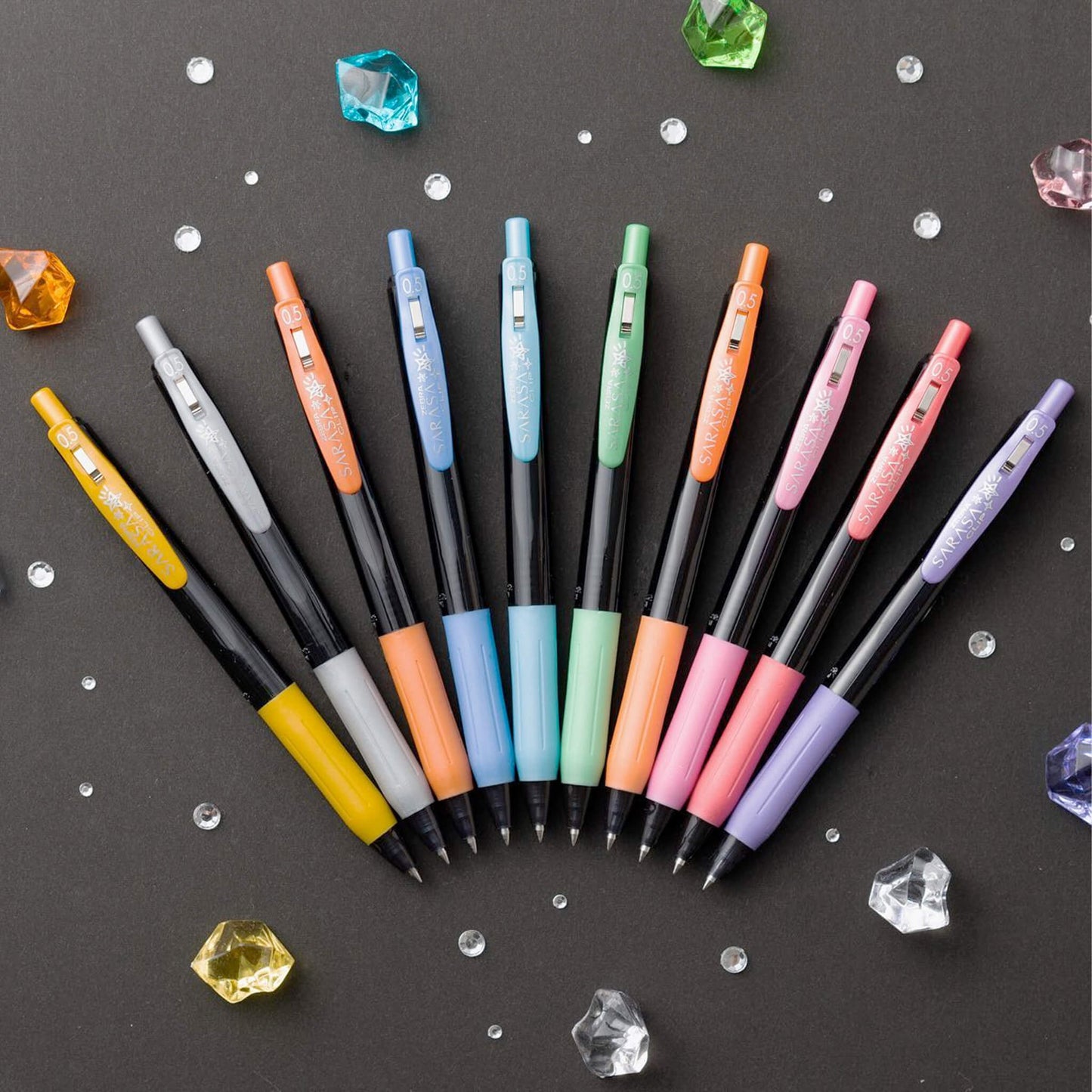 Zebra Sarasa Clip Gel Pen Decoshine Colors Set of 10 - Gel & Rollerball Pens