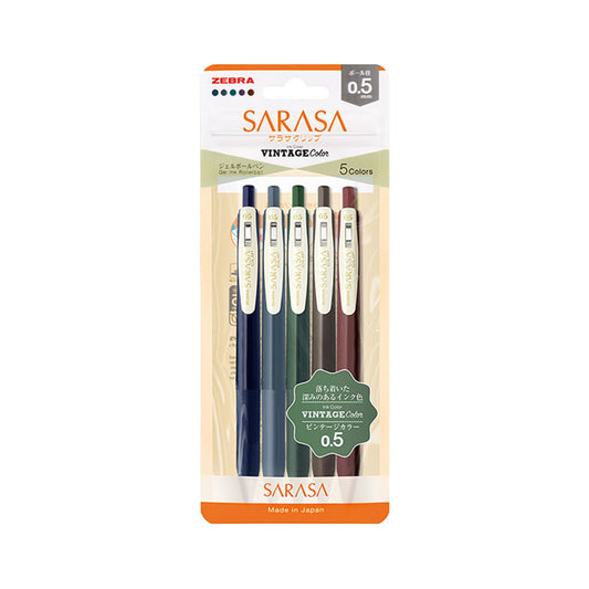 Zebra Sarasa Clip Gel Pen Vintage 5 - Color Set A - Gel & Rollerball Pens