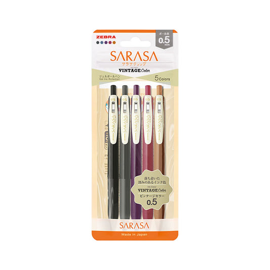 Zebra Sarasa Clip Gel Pen Vintage 5 - Color Set B - Gel & Rollerball Pens