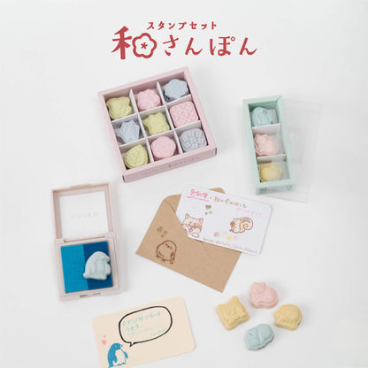 Sun-Star Wasanpon 3-Piece Stamp Set - Cat & Friends