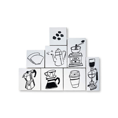 36 Sublo × Hoshino Shiho Rubber Stamps - Coffee Goods - Coffee Beans - Rubber Stamps