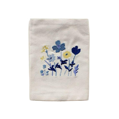 Furukawa Shiko Embroidered Book Cover A6 - Blue Flower - Hontowatashi [Bokomslag]