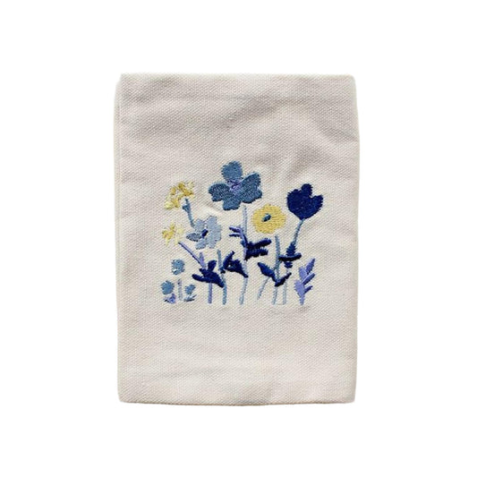 Furukawa Shiko Embroidered Book Cover A6 - Blue Flower - Hontowatashi