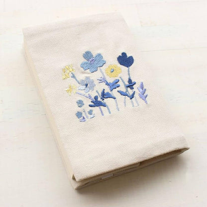 Furukawa Shiko Embroidered Book Cover A6 - Blue Flower - Hontowatashi [Bokomslag]