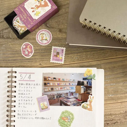 NB Nuku RESSA Flake Stickers - A Rabbit with a Floral Ornament