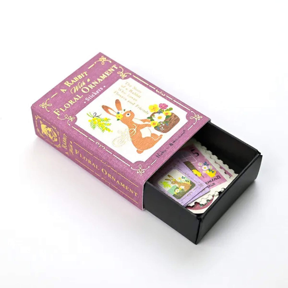 NB Nuku RESSA Flake Stickers - A Rabbit with a Floral Ornament