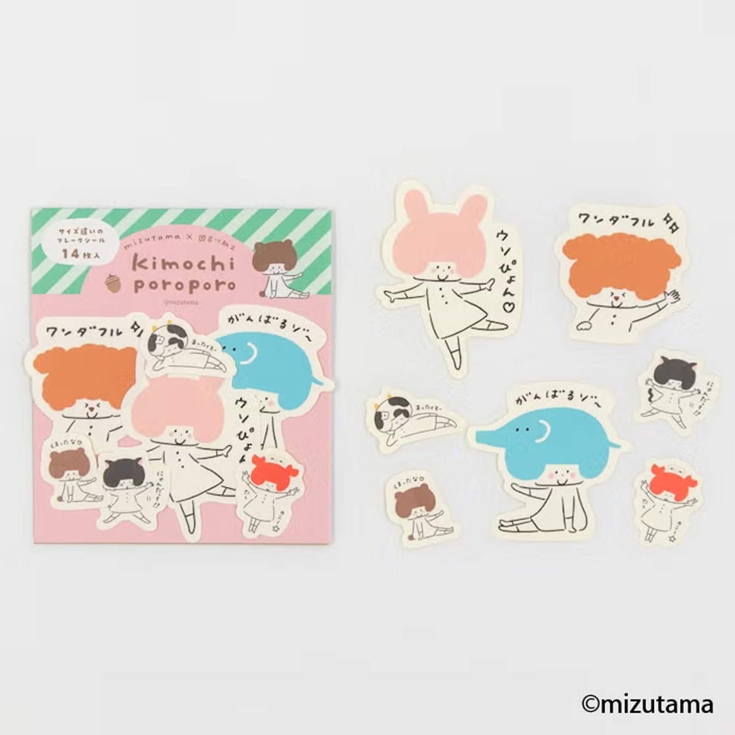Furukawa Shiko × Mizutama Kimochi Poroporo Flake Stickers - Animals [Flak-klistermärke]