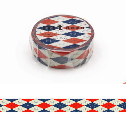 mt deco Washi Tape - Argyle Red [15mm] [Washi Tejp]