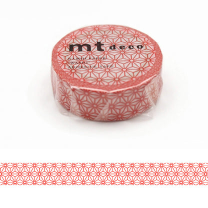 mt deco Washi Tape - Asanoha Pattern - Red [15mm] [Washi Tejp]