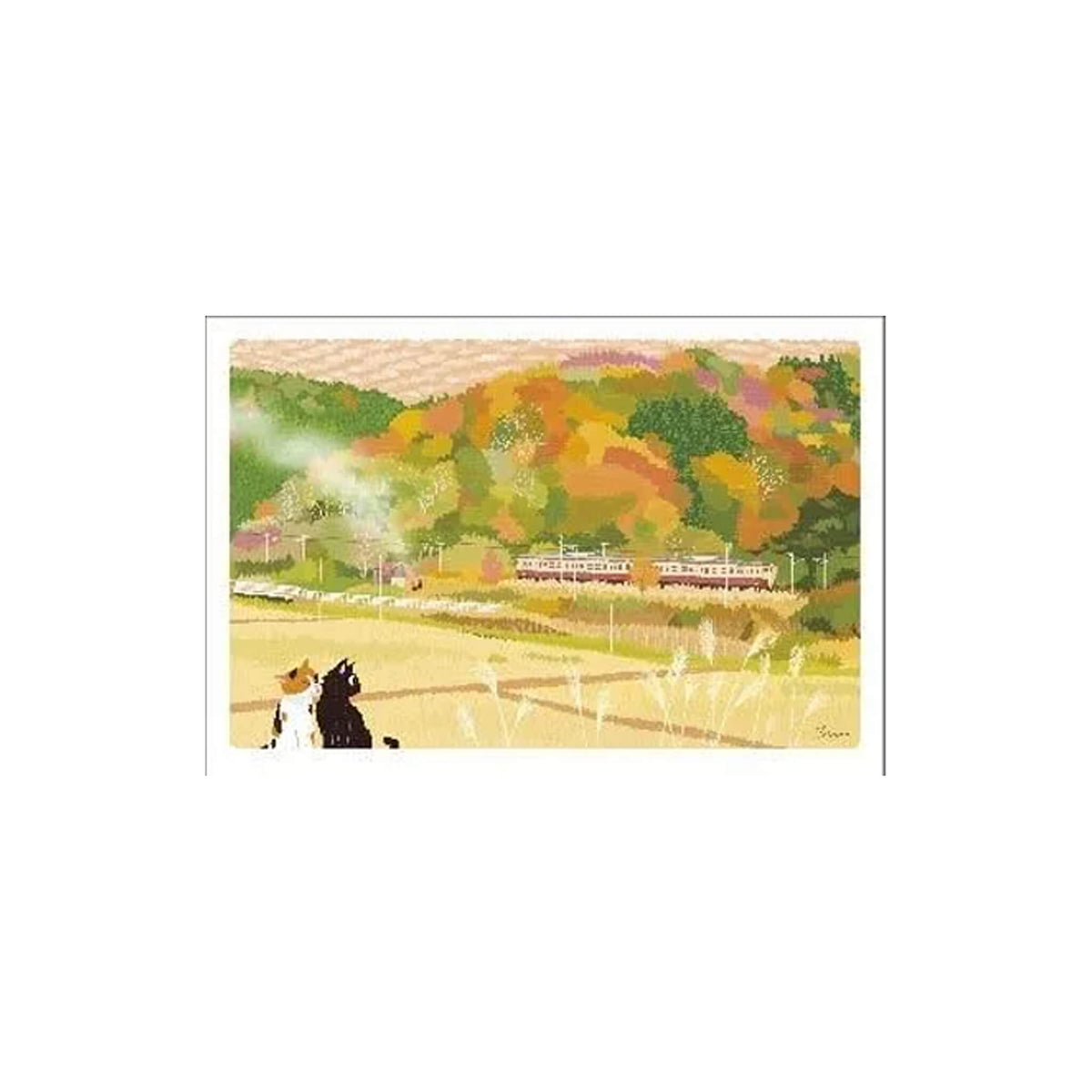 Active Corporation × Toshinori Mori Tabineko Autumn Postcard - Autumn Patchwork