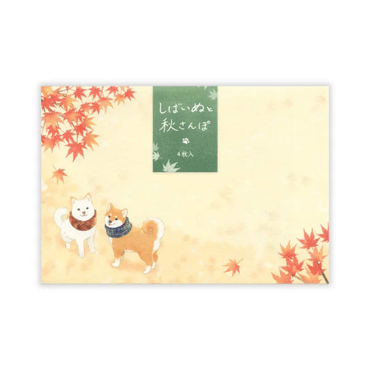 NB Envelopes - Autumn Scenery: A Walk with Shiba Dogs