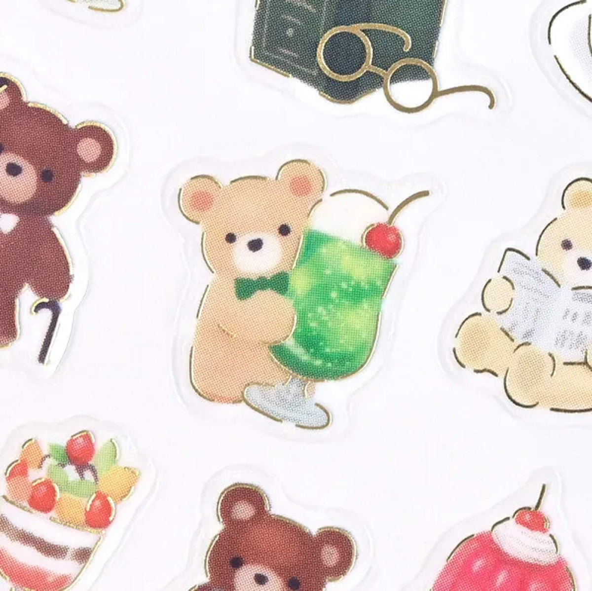 NB Mattari Animals Sticker Sheet - Bear × Coffee Shop [Klistermärkeark]