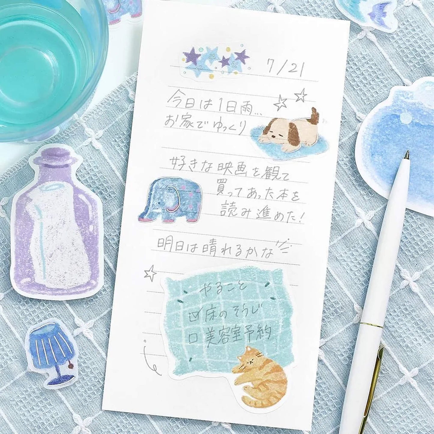 BGM Memo Sticker Fuwari Sketch - Blue
