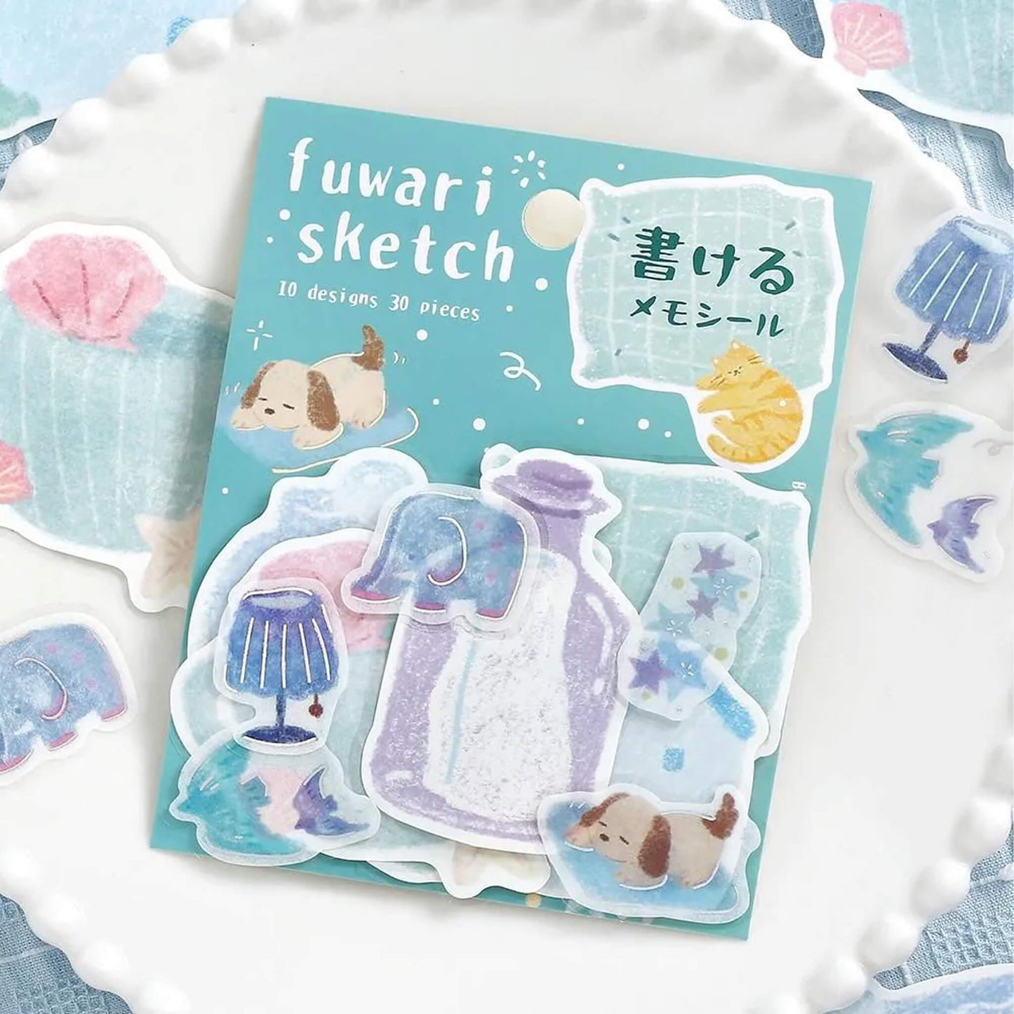 BGM Memo Sticker Fuwari Sketch - Blue