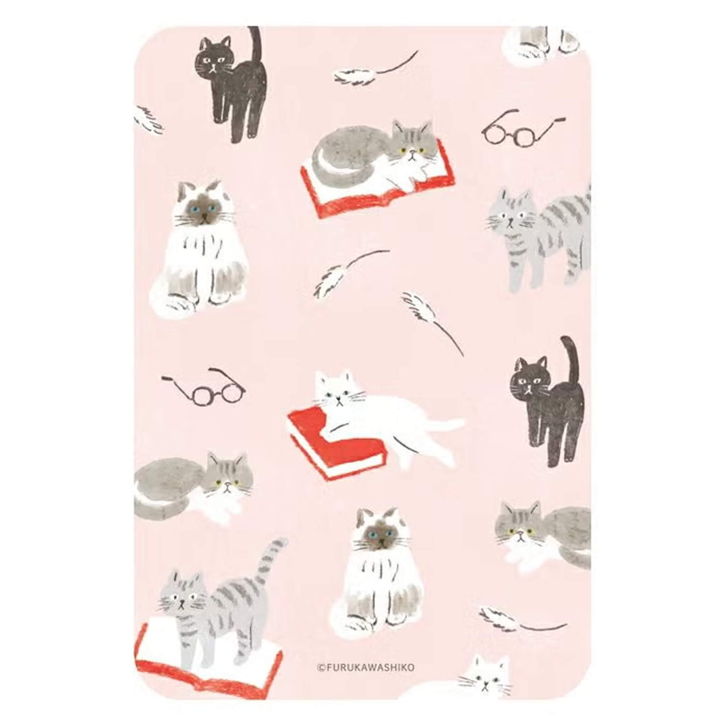 Fukukawa Shiko Clear Bookmark [A6] - Book and Cat - Hontowatashi [Bokmärke]