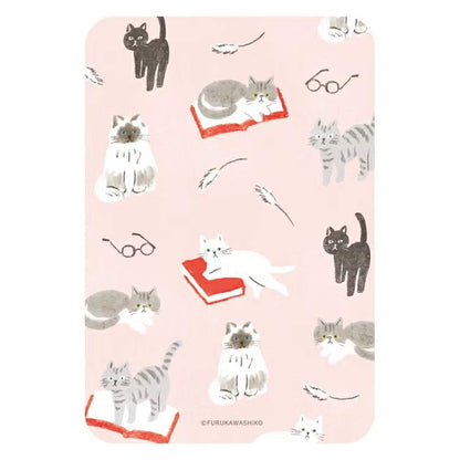 Fukukawa Shiko Clear Bookmark [A6] - Book and Cat - Hontowatashi [Bokmärke]