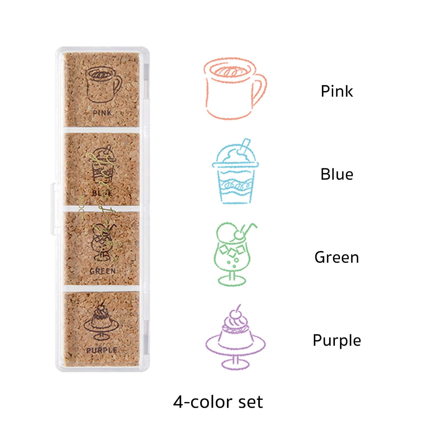 Midori Yuru Log Pre-inked Color Stamp Set - Cafe