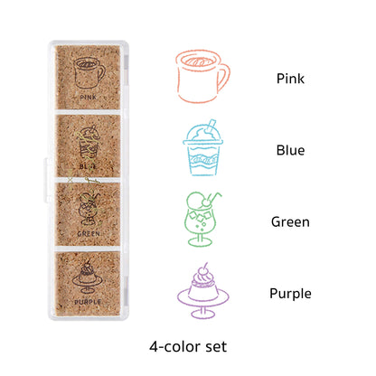 Midori Yuru Log Pre-inked Color Stamp Set - Cafe