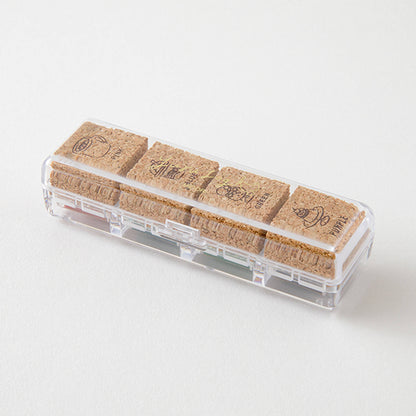 Midori Yuru Log Pre-inked Color Stamp Set - Cafe