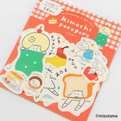 Furukawa Shiko × Mizutama Kimochi Poroporo Flake Stickers - Café [Flak-klistermärke]