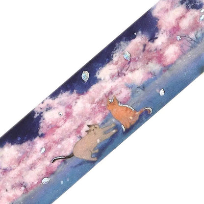 BGM Foil Washi Tape 2026 Sakura Limited - Cats and Hanakari [20mm Width] [Washi Tejp]