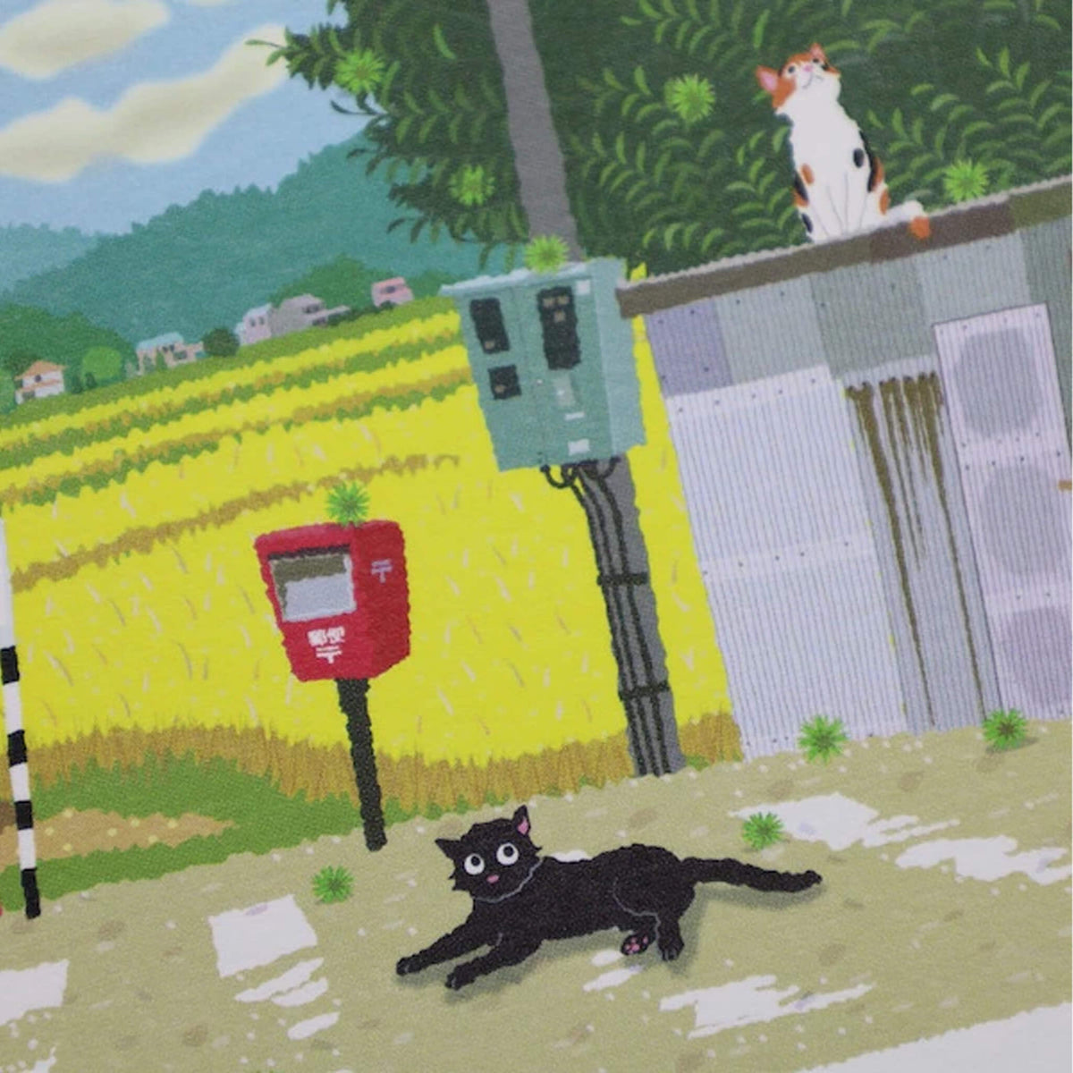 Active Corporation × Toshinori Mori Tabineko Autumn Postcard - Chestnut Tree and Postal Van [Vykort]