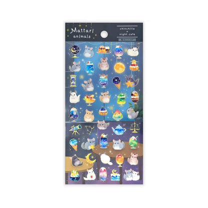 NB Mattari Animals Sticker Sheet - Chinchilla × Night Cafe