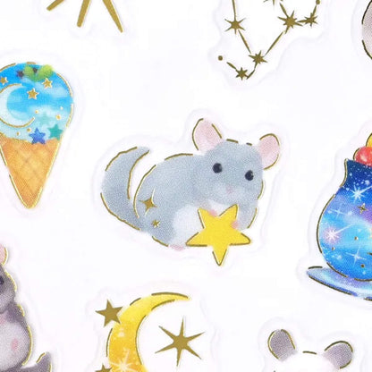 NB Mattari Animals Sticker Sheet - Chinchilla × Night Cafe