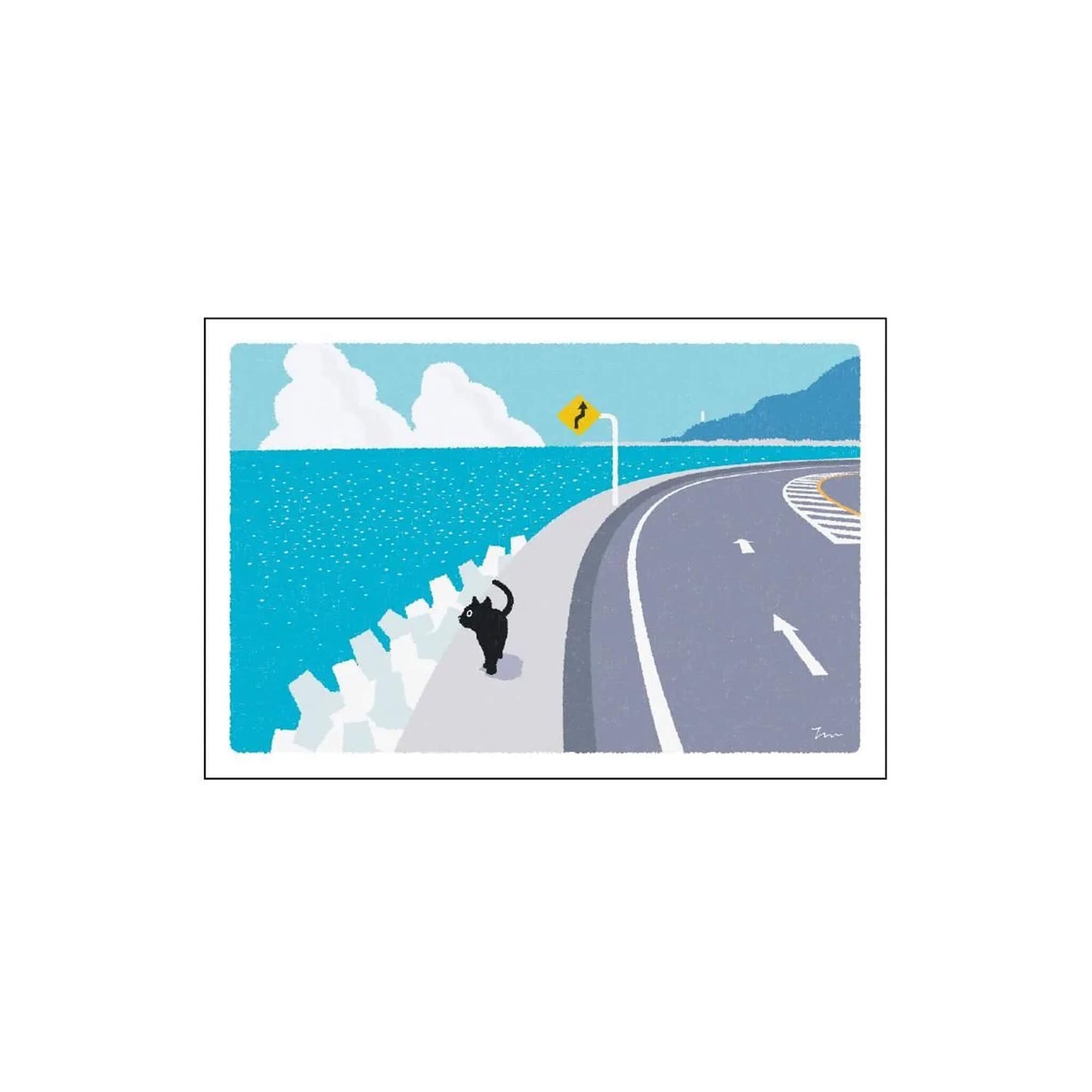 Active Corporation × Toshinori Mori Tabineko Summer Postcard - Coastal Road [Vykort]