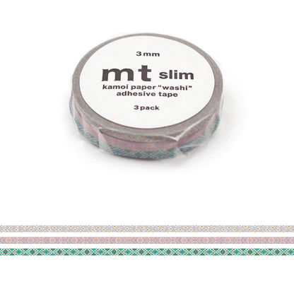 mt slim 3mm Washi Tape Set of 3 - Cross Stitch [3mm] [Washi Tejp]