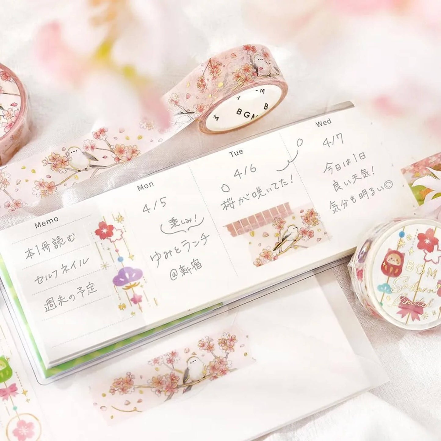 BGM Foil Washi Tape 2026 Sakura Limited - Sakura Decorations [15mm Width] [Washi Tejp]