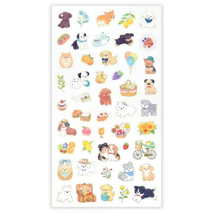 NB Mattari Animals Sticker Sheet - Dog × Picnic