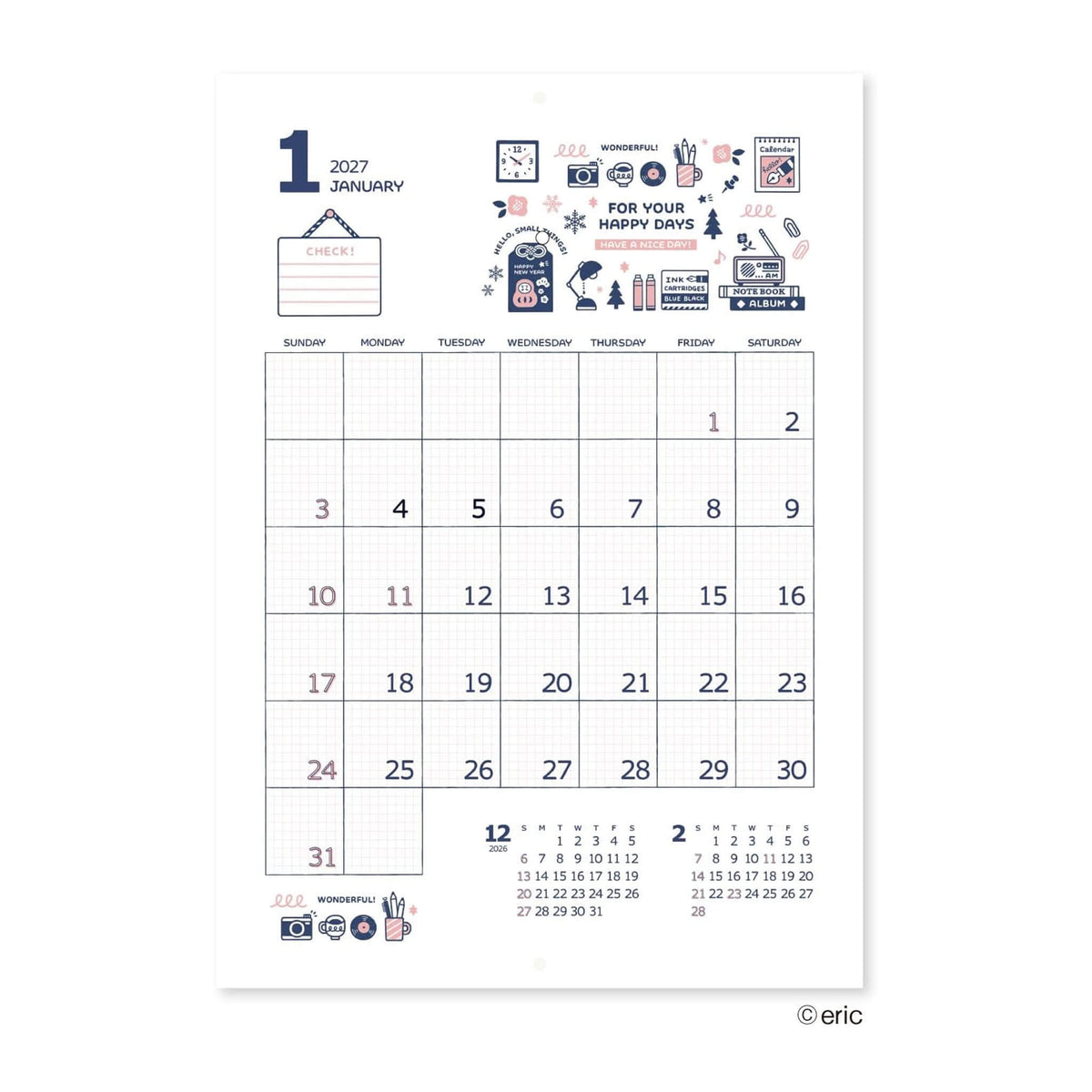Shinnippon Calendar × Eric Small Things Wall Calendar 2027