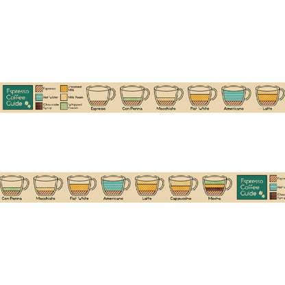 mt upcycle Washi Tape - Espresso Coffee Guide [15mm] [Washi Tejp]