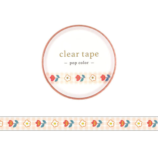 Mind Wave Clear Tape [7mm Width] Pop Color - Flower 1