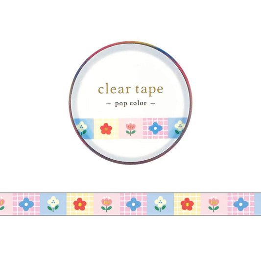 Mind Wave Clear Tape [7mm Width] Pop Color - Flower 2