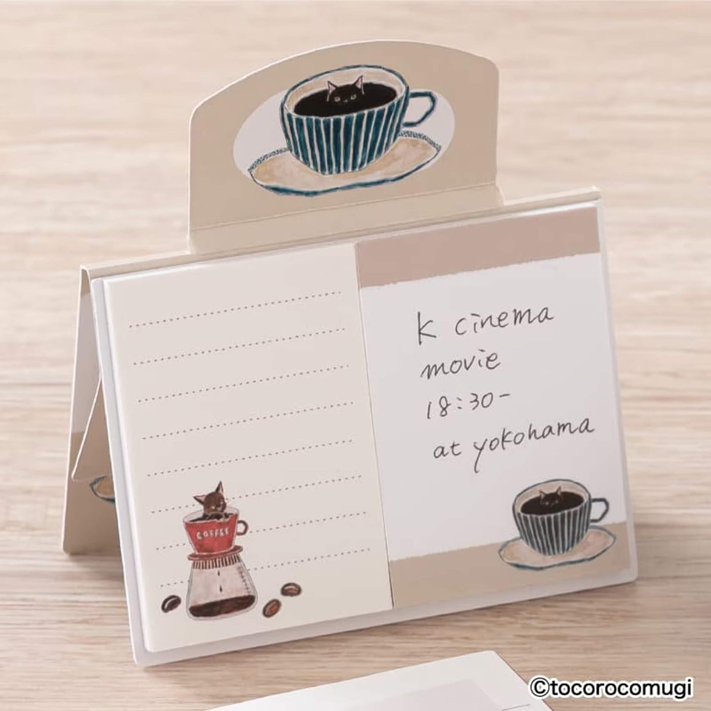 Hisago × Tocoro Comugi Standing Sticky Notes Big - Freshly Brewed Coffee Cat [Självhäftande anteckningslappar]
