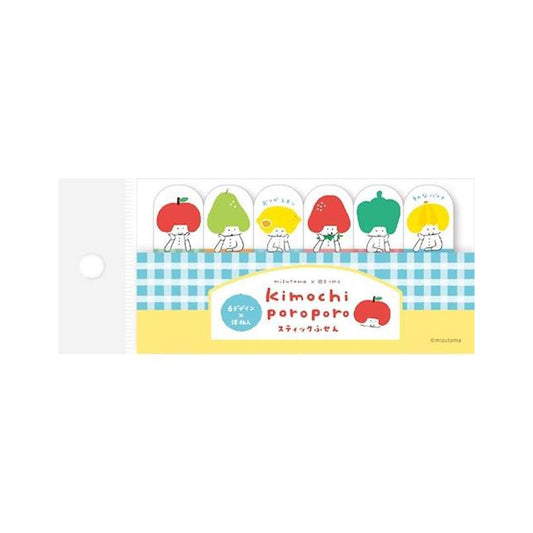 Furukawa Shiko × Mizutama Kimochi Poroporo Sticky Note Tabs - Fruits & Vegetables [Självhäftande anteckningslappar]