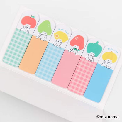 Furukawa Shiko × Mizutama Kimochi Poroporo Sticky Note Tabs - Fruits & Vegetables [Självhäftande anteckningslappar]