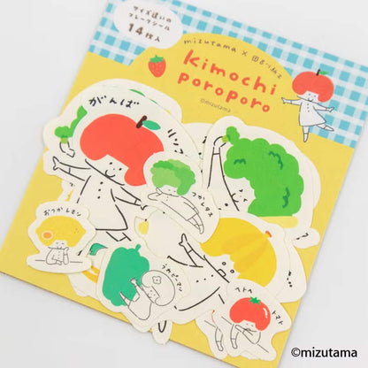 Furukawa Shiko × Mizutama Kimochi Poroporo Flake Stickers - Fruits & Vegetables [Flak-klistermärke]